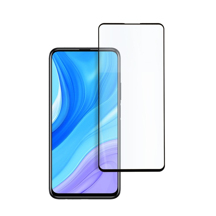 Стъклен Протектор за Huawei P Smart Pro, Удароустойчив, Черен