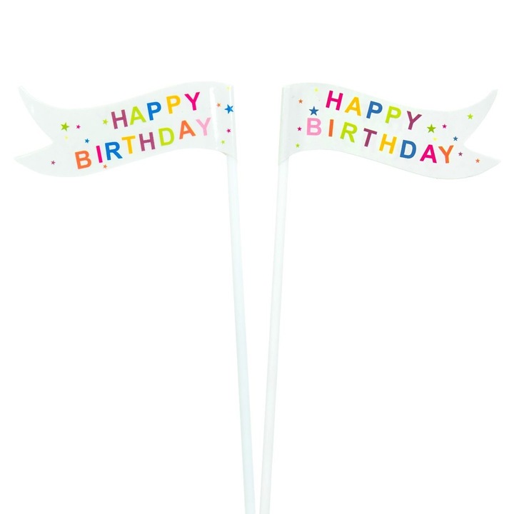 Комплект 10 клечки за зъби Happy Birthday, DecorCasa, 15 см