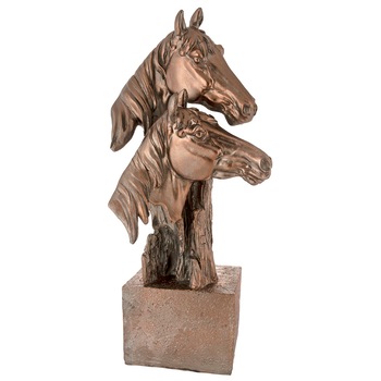 Decoratiune capete de cai 22284, Polirasina, 17 x 35 cm, Maro Decoratiune capete de cai 22284, Polirasina, 17 x 35 cm, Maro