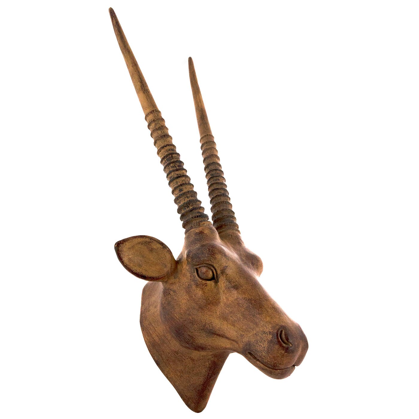 Decoratiune imitatie cap de antilopa 21938, Polirasina, 21 x 50 cm, Maro