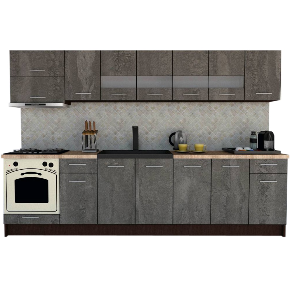 Set Bucatarie Marina New 300 B, Wenge / Decor K352, 300 x 210-230 x 60 cm