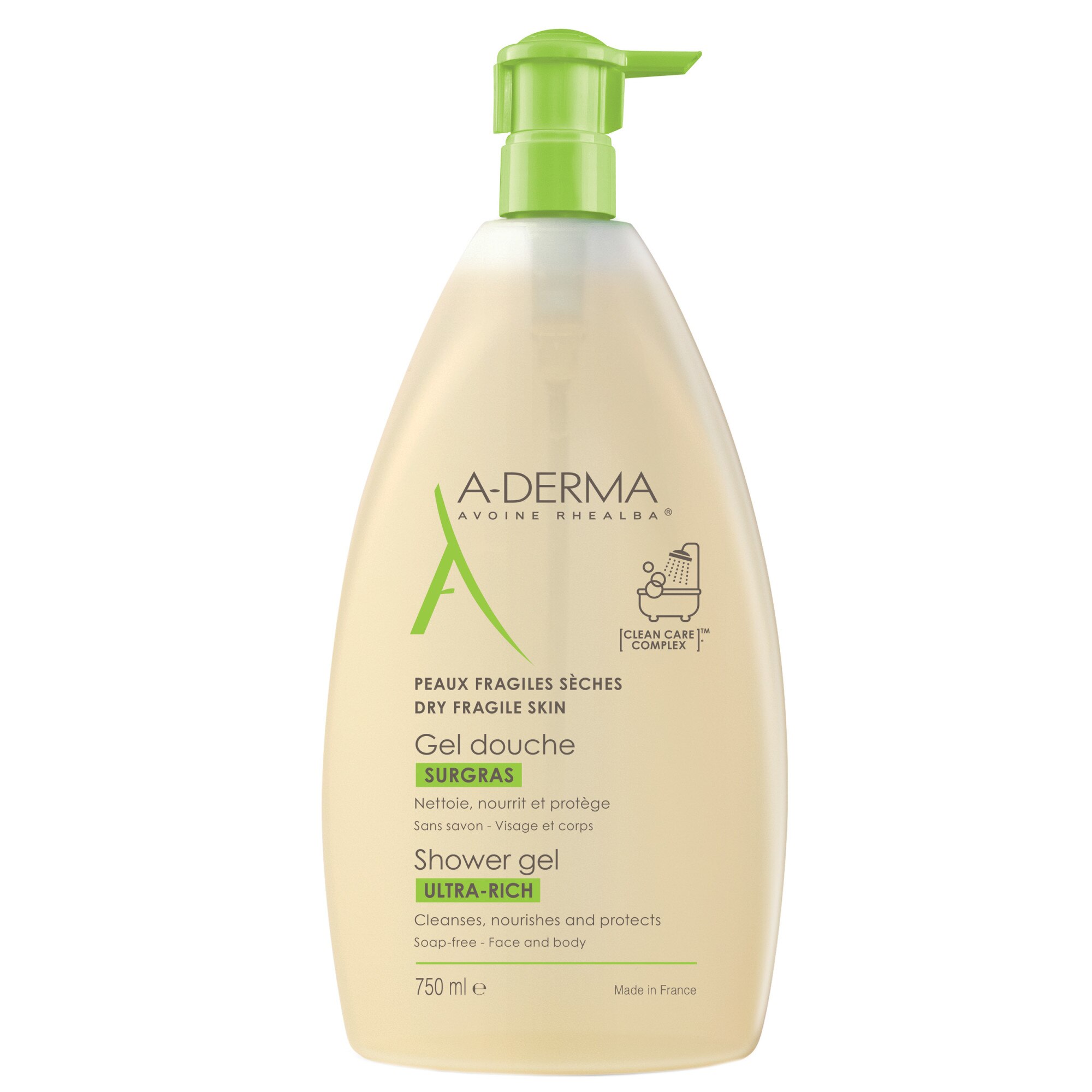 Gel de dus spumant A-Derma Ultra Rich pentru piele uscata, 750 ml