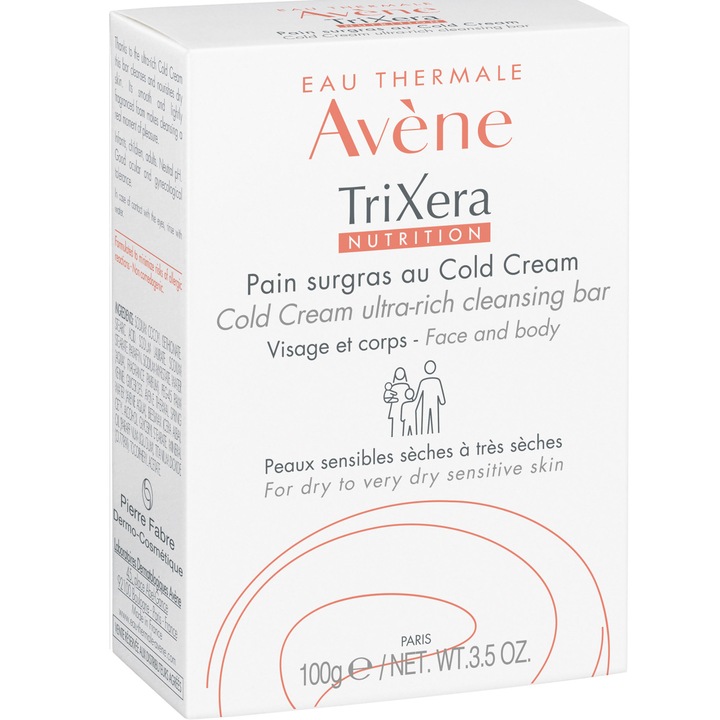 Sapun solid Avene TriXera Nutrition pentru piele uscata si sensibila, 100 g
