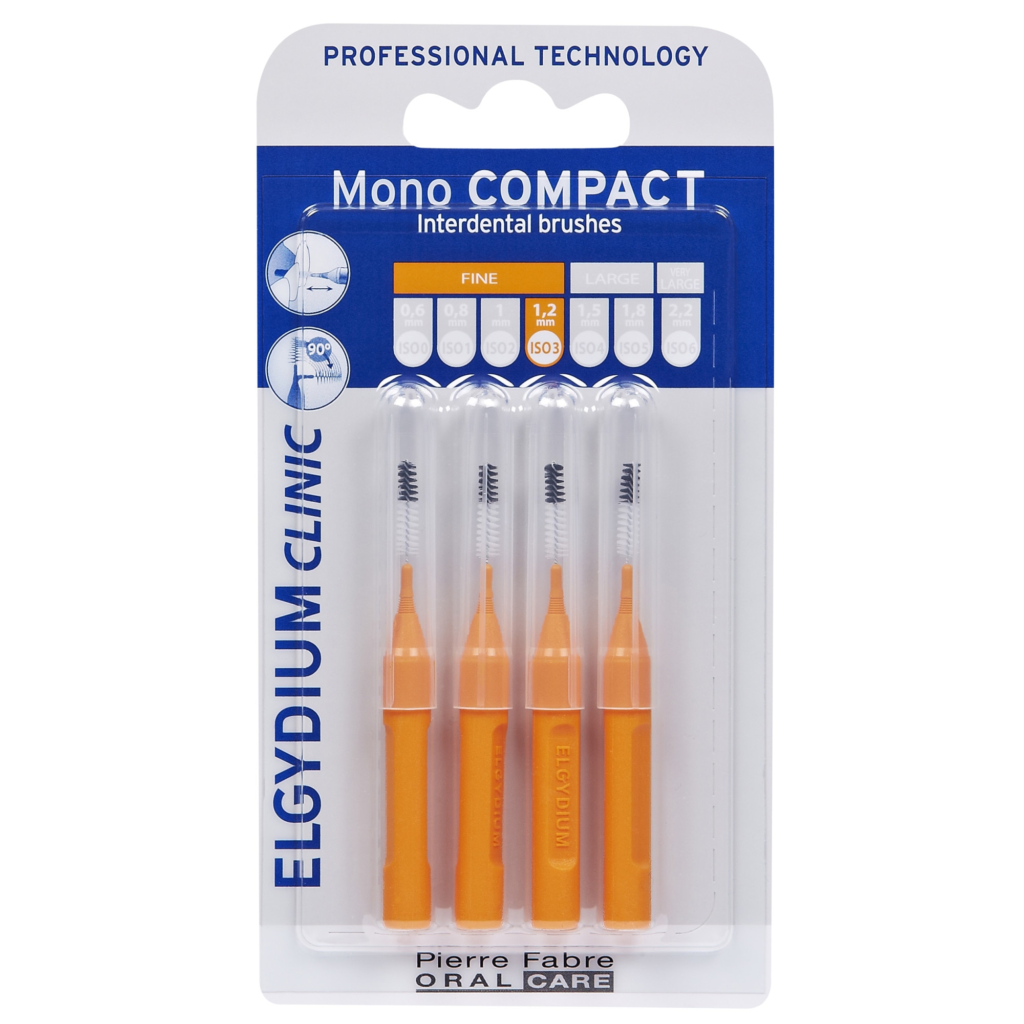 Periute interdentare Elgydium Mono Compact Orange, 4 buc