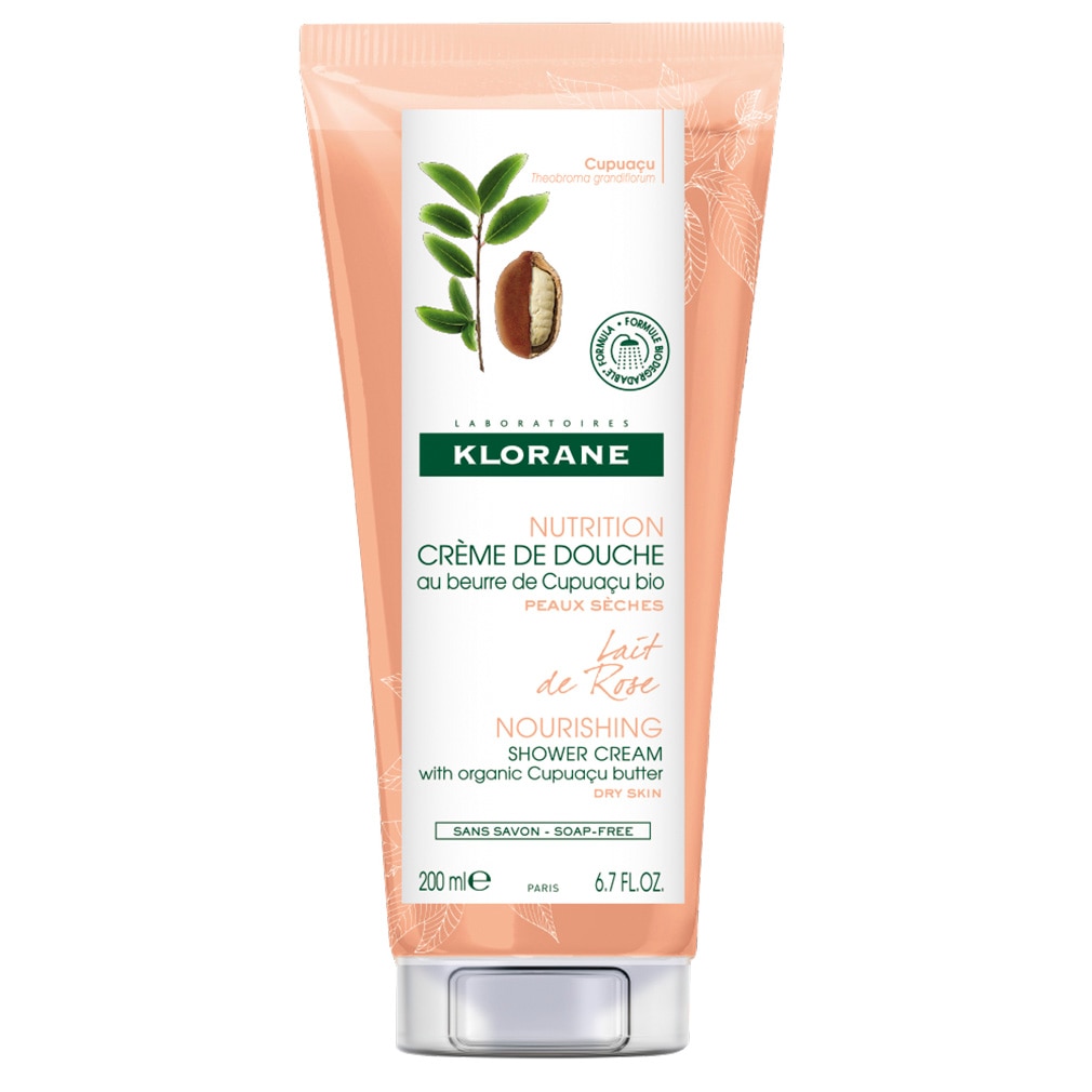 Crema de dus Klorane cu extract de lapte de trandafir pentru piele uscata, 200 ml