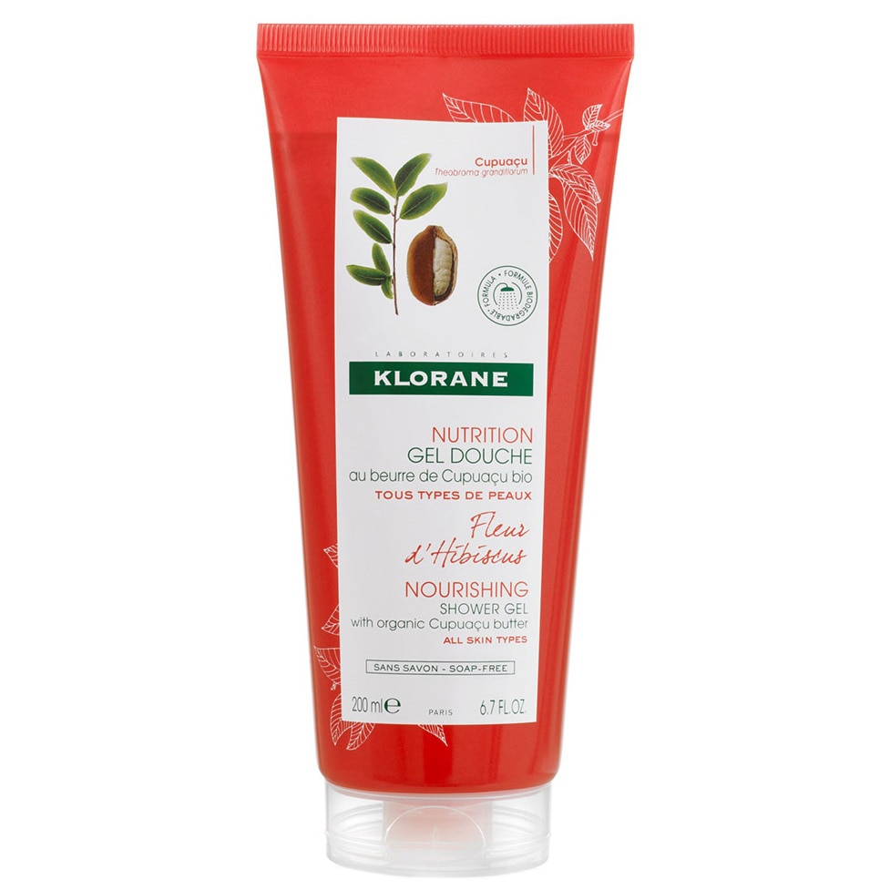 Gel de dus Klorane cu extract de floare de hibiscus pentru toate tipurile de piele, 200 ml