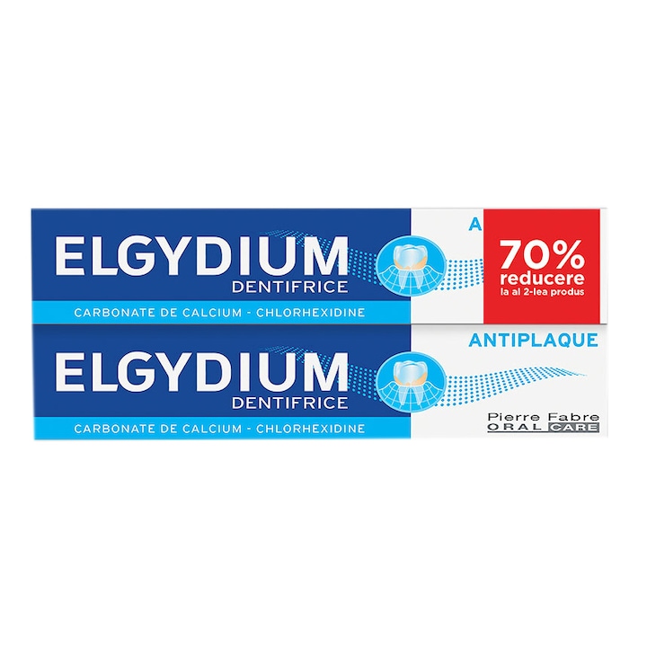 Комплект 2 x Паста за зъби Elgydium Antiplaque, 75 мл