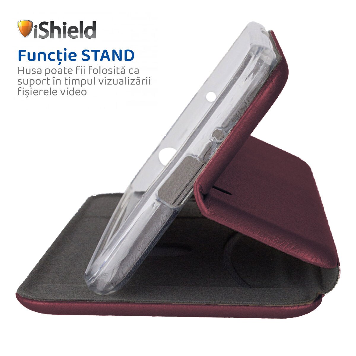 Husa pentru Samsung A51, Flip, carte cu magnet integrat, buzunar interior, piele eco, iShiled - Visinie