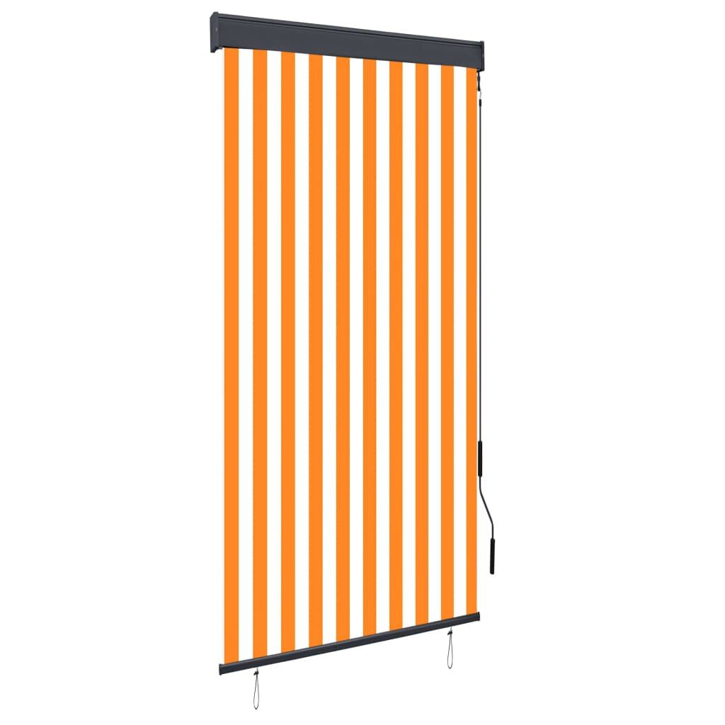 Jaluzea rulou de exterior, vidaXL, Textil, 100 x 250 cm, Portocaliu/Alb