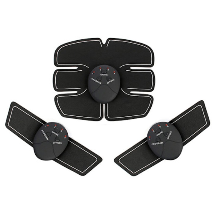 Aparat EMS Masaj Totulperfect, Tonifiere Abs Corp, Electrostimulare musculara, Indepartare celulita, Slabire, Trainer Liftig Negru Power