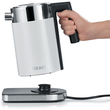 Fierbator electric Graef, WK501, cu setare de temperatura si functie de igienizare a biberoanelor, fara cablu,1L, alb Fierbator electric Graef, WK501, cu setare de temperatura si functie de igienizare a biberoanelor, fara cablu,1L, alb