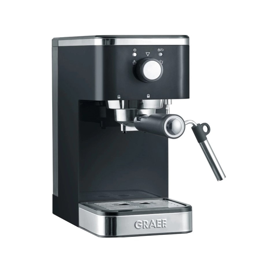Espressor Graef, Salita ES402, 1.25 L, dispozitiv de spumare, functie de pre-infuzare, control al temperaturii, program de incalzire rapida​​​​​​​, presiune 15 bar, 1400 W, negru