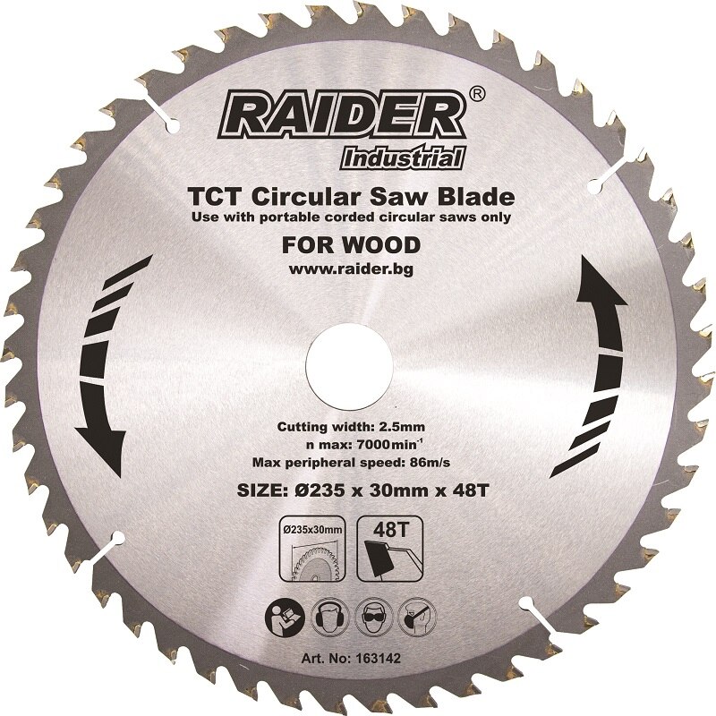 Disc circular profesional 235x30mm 48T TCT pentru Raider Industrial RDI-CS27