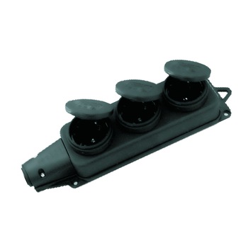 Cap Prelungitor 3 priza shuko cauciuc 1x16A IP44 Comtec Cap Prelungitor 3 priza shuko cauciuc 1x16A IP44 Comtec