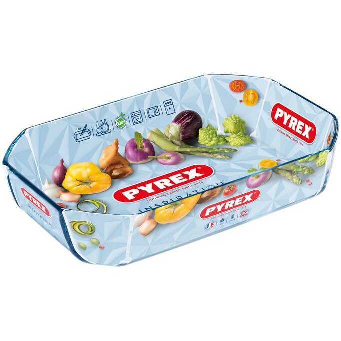 Vas rectangular Pyrex Inspiration, sticla termorezistenta, 30 x 20 x 7 cm, 2.6 L