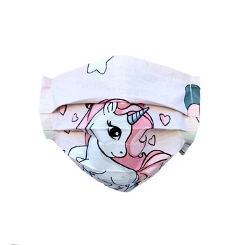 Masca protectie reutilizabila pentru copii, bumbac, un strat, asigura o buna respiratie, model cu unicorn Masca protectie reutilizabila pentru copii, bumbac, un strat, asigura o buna respiratie, model cu unicorn
