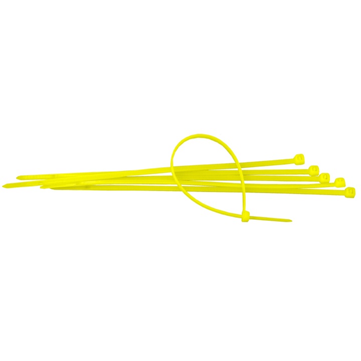 Colier Plastic Colorat SapiSelco, 2.5 x 100 mm, Set 100 bucati, Galben