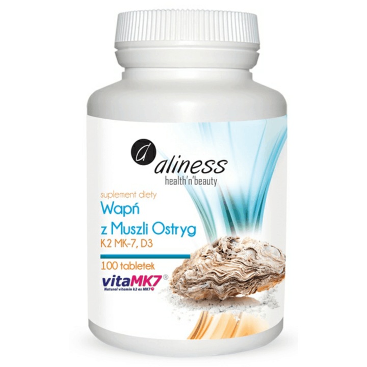 Aliness Kálcium kagyló kagylóból K2 MK-7 és D3 vitaminnal kapszula, 100 db