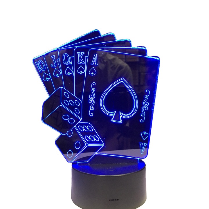 3D Led Illúzió Lámpa Poker Színváltós éjjeli lámpa