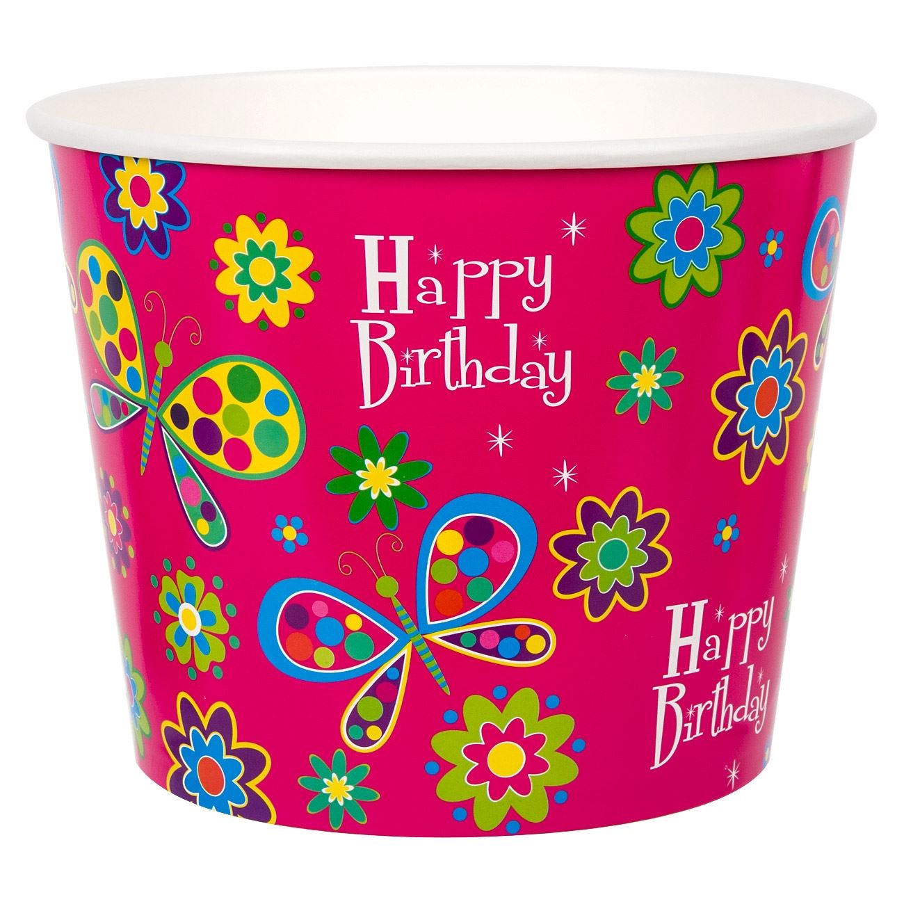 Galeata Zola® pentru gustari petrecere, roz cu fluturi