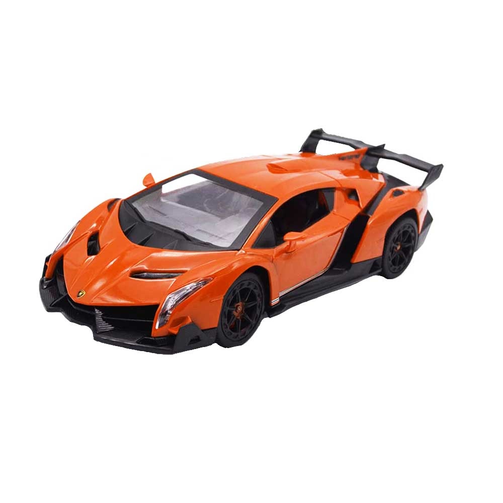 Jucarie masinuta Lamborghini Aku cu telecomanda, leduri si sunete specifice, manevrare de la distanta, portocaliu, pentru copii AK6779P