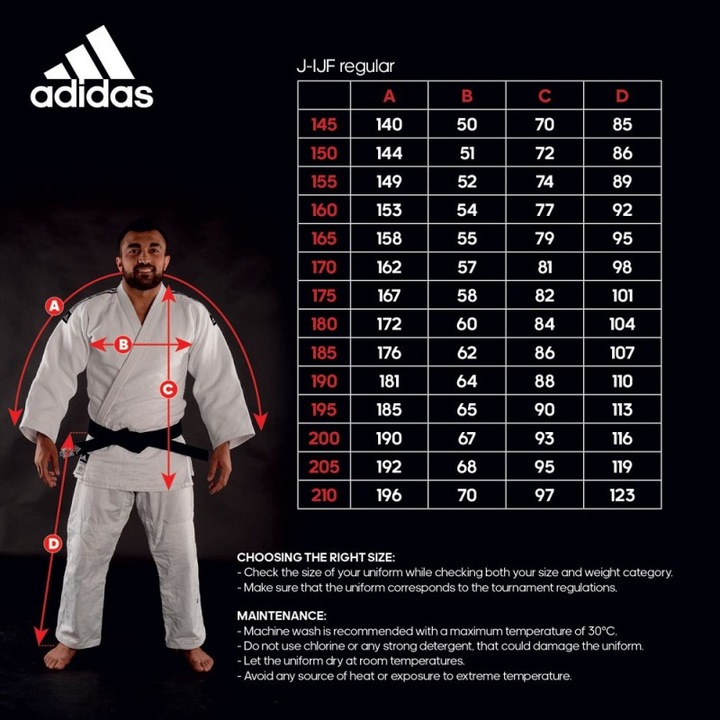 Kimono Judo "Champion II", Adidas, Alb, Bumbac, S-M