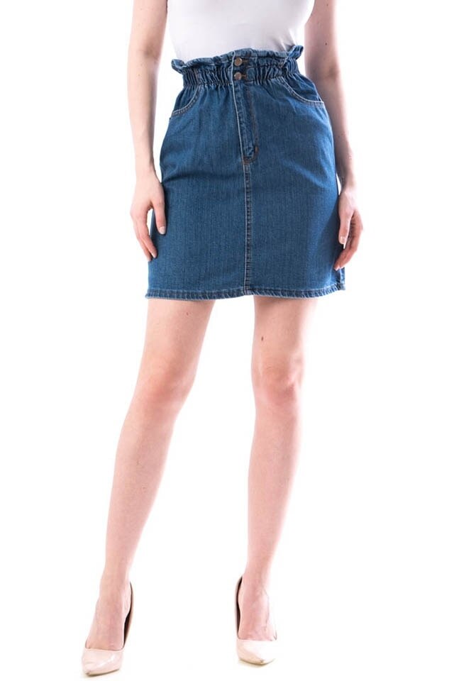 Fusta dama denim cu elastic in talie zenda, Bleumarin