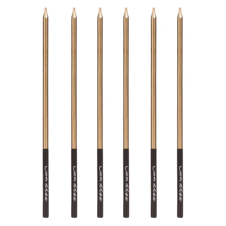 Set lumanari pentru tort, Zola®, auriu / negru, metalizate, 6 bucati, 15 cm