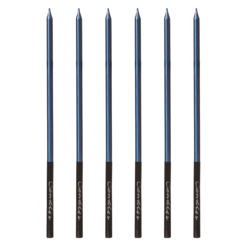 Set lumanari pentru tort, Zola®, albastru / negru, metalizate, 6 bucati, 15 cm