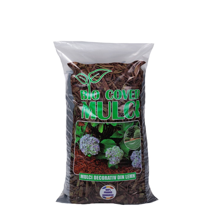 Mulci din lemn decorativ, Biocover, Negru, 50L