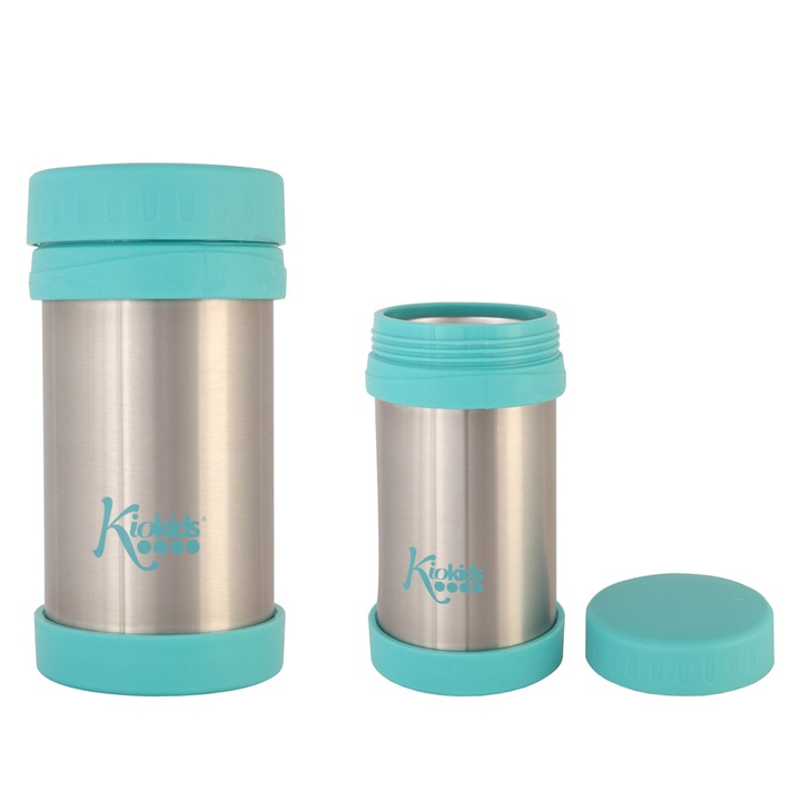 Termos inox hrana solida, Kiokids, 500 ml, turcoaz