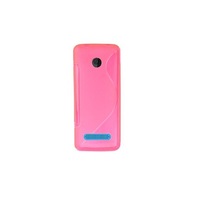 Husa Nokia Asha 206, S Line, silicon transparent, roz
