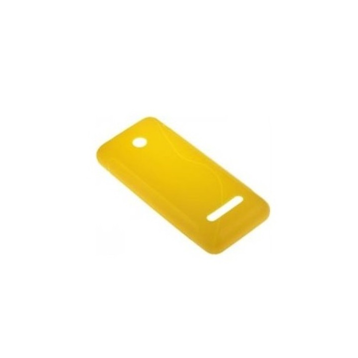 Панел за Nokia Asha 206, S Line, прозрачен силикон, жълт
