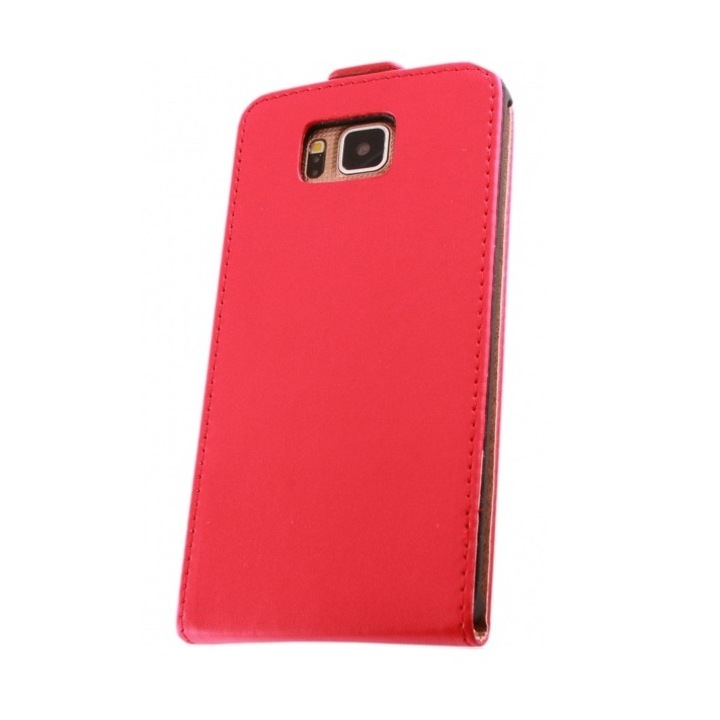 Кейс Съвместим с Samsung Galaxy Alpha G850, Еко кожа, Elegance флип, червен