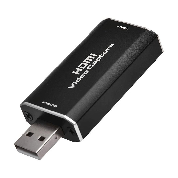 HDMI 4K 30Hz USB audió digitalizáló adapter, video felvétel játékhoz / tanításhoz / konferenciafelvételhez, fekete