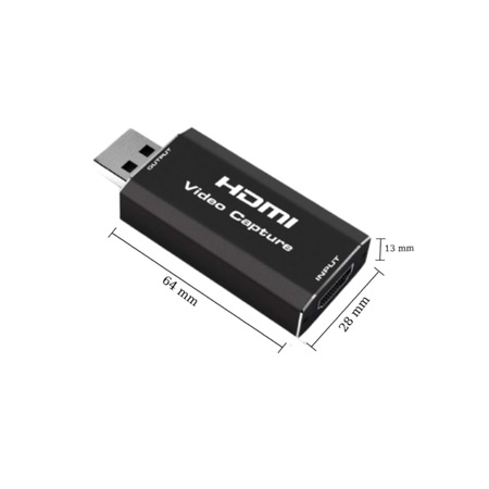 Placa de captura video input HDMI 4K 30Hz la output USB 2.0 1080P 60FPS, pentru inregistrare gaming/ predare/ conferinta, negru