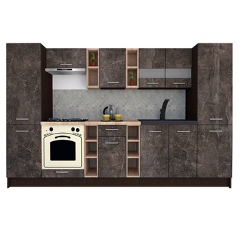 Set Bucatarie Marina New 320 A, Wenge / Decor 4299, 320 x 195,5 x 60 cm Set Bucatarie Marina New 320 A, Wenge / Decor 4299, 320 x 195,5 x 60 cm