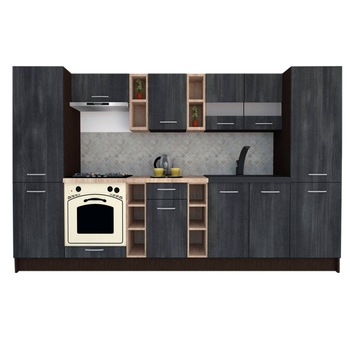 Set Bucatarie Marina New 320 A, Wenge / Decor 8509, 320 x 195,5 x 60 cm Set Bucatarie Marina New 320 A, Wenge / Decor 8509, 320 x 195,5 x 60 cm