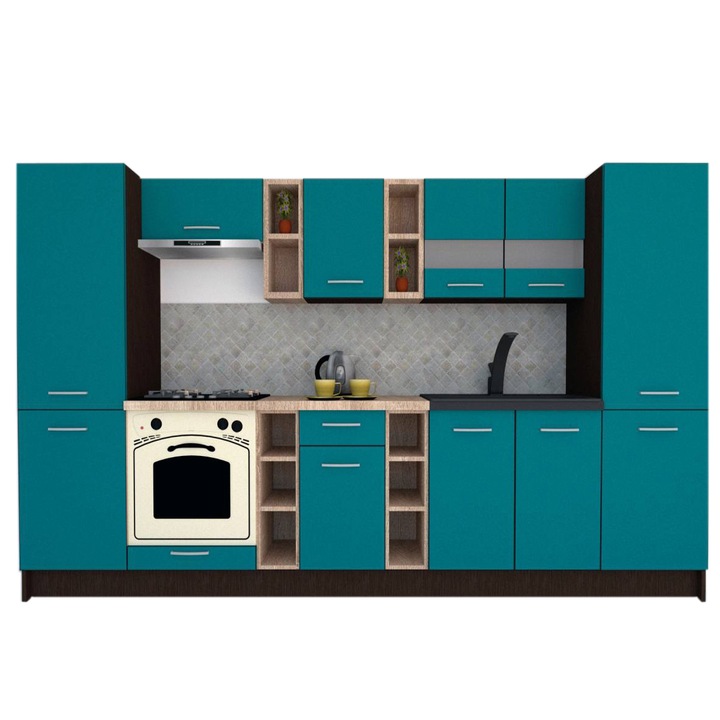 Set Bucatarie Marina New 320 A, Wenge / Decor 0245, 320 x 195,5 x 60 cm