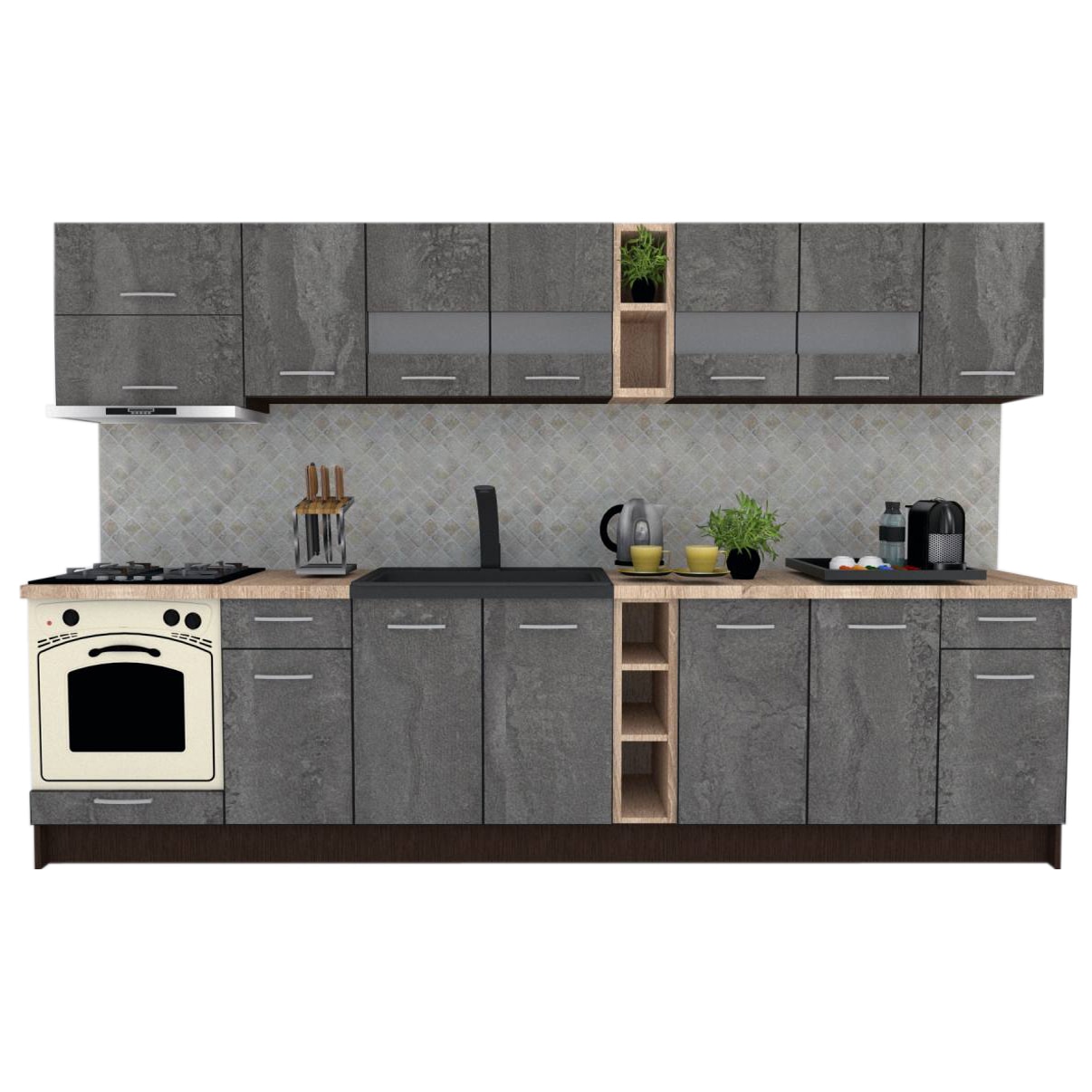 Set Bucatarie Marina New 320 B, Wenge / Decor K352, 320 x 210-230 x 60 cm