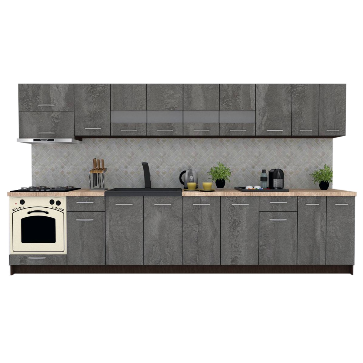 Set Bucatarie Marina New 360, Wenge / Decor K352, 360 x 210-230 x 60 cm