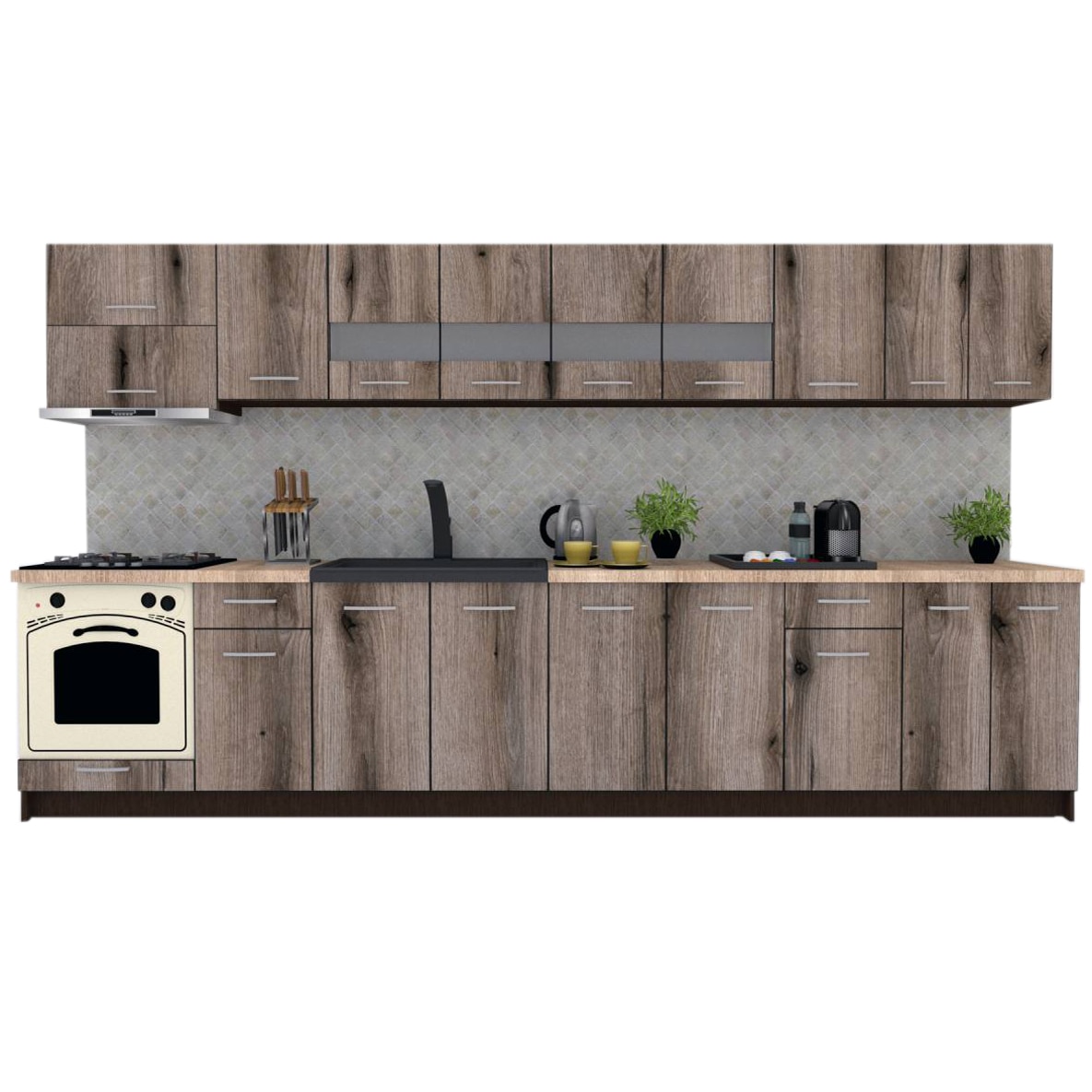 Set Bucatarie Marina New 360, Wenge / Decor K366, 360 x 210-230 x 60 cm