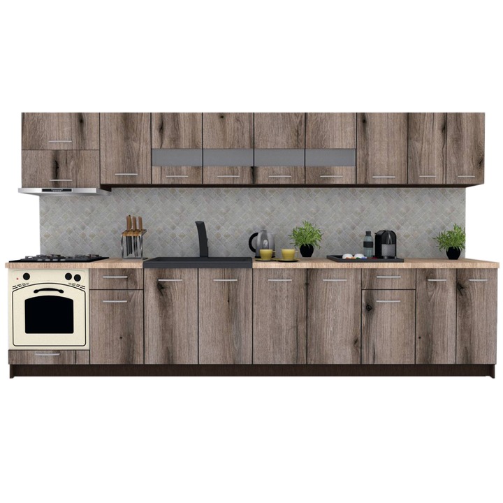Set Bucatarie Marina New 360, Wenge / Decor K366, 360 x 210-230 x 60 cm
