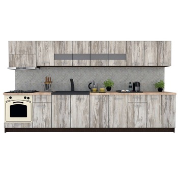 Set Bucatarie Marina New 360, Wenge / Decor K084, 360 x 210-230 x 60 cm Set Bucatarie Marina New 360, Wenge / Decor K084, 360 x 210-230 x 60 cm