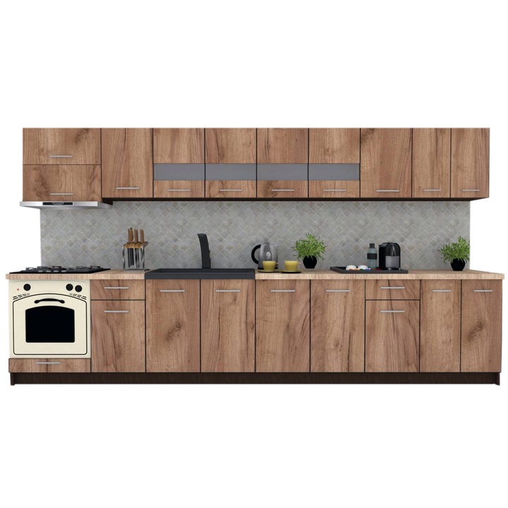 Set Bucatarie Marina New 360, Wenge / Decor K004, 360 x 210-230 x 60 cm