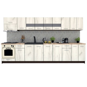 Set Bucatarie Marina New 360, Wenge / Decor K001, 360 x 210-230 x 60 cm Set Bucatarie Marina New 360, Wenge / Decor K001, 360 x 210-230 x 60 cm