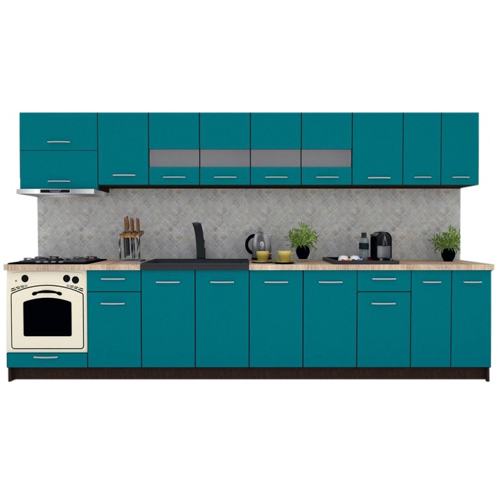 Set Bucatarie Marina New 360, Wenge / Decor 0245, 360 x 210-230 x 60 cm