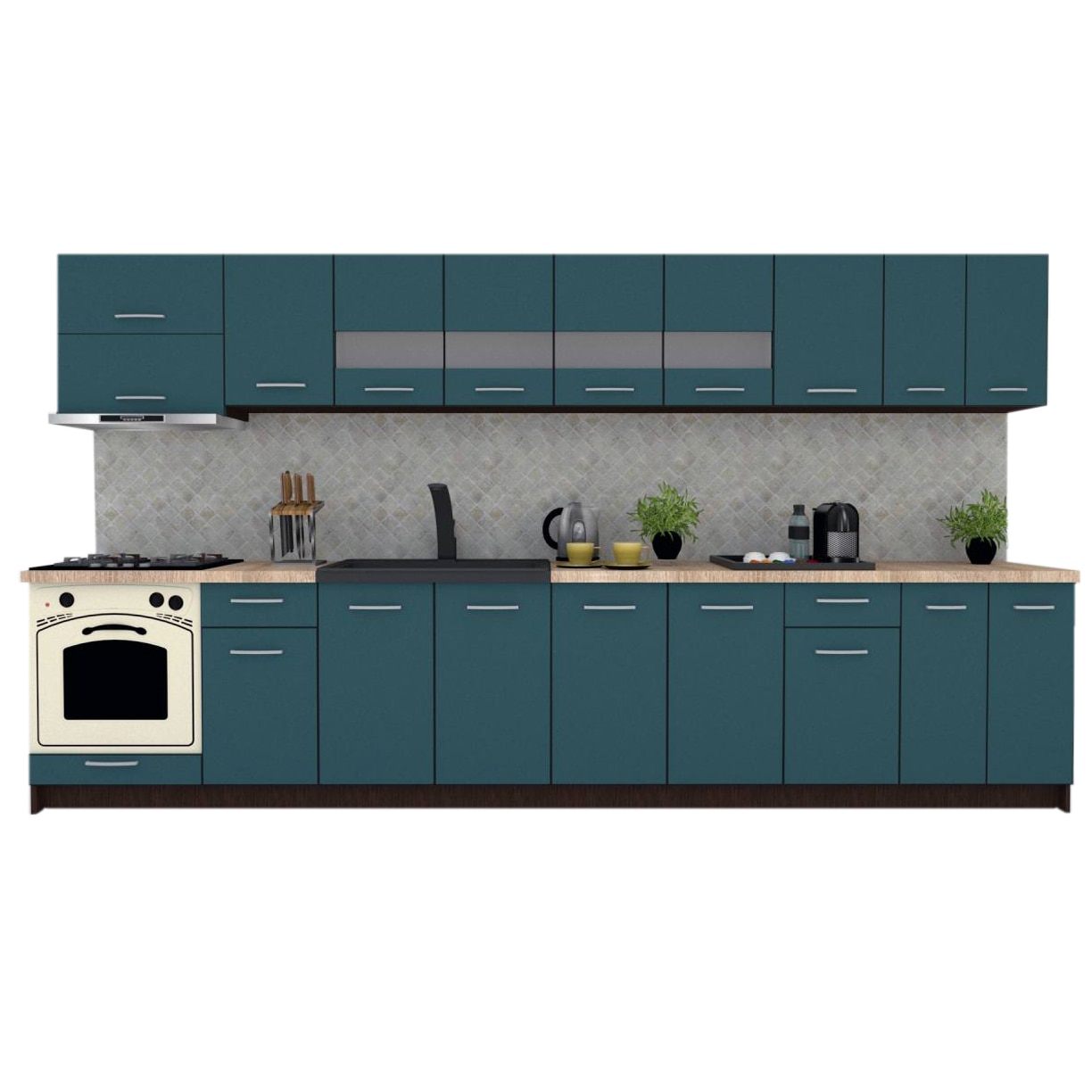 Set Bucatarie Marina New 360, Wenge / Decor 0244, 360 x 210-230 x 60 cm
