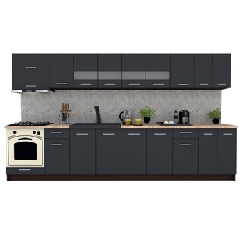 Set Bucatarie Marina New 360, Wenge / Decor 0164, 360 x 210-230 x 60 cm Set Bucatarie Marina New 360, Wenge / Decor 0164, 360 x 210-230 x 60 cm