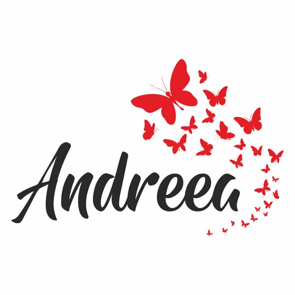 Sticker pentru copii, cu fluturasi care zbor, Priti Global, personalizabil cu numele copilului, negru-rosu, 57 x 87 cm